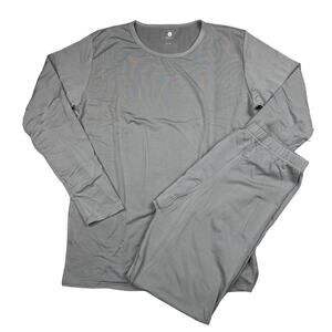Men's Large Gray Long Sleeve Top Long Johns Pants Thermal Underwear Set